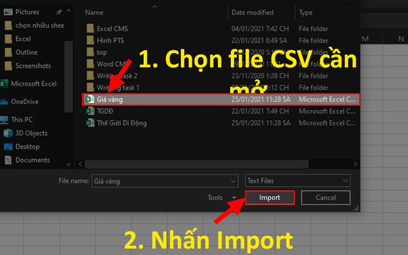 Chọn file csv