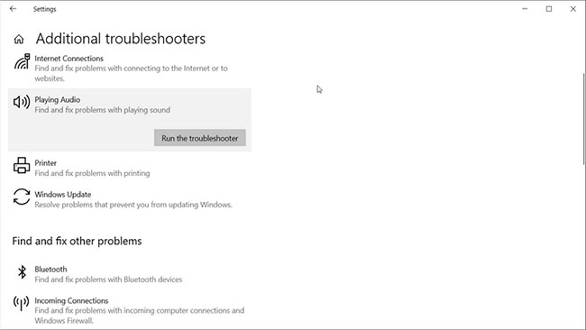 Chạy Windows Audio Troubleshooter của Windows