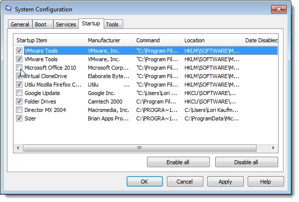 Tắt các chương trình khởi động cùng Windows 7