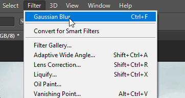 Sau đó chọn lớp trước và chọn Filter => Blur => Gaussian Blur (CTRL + F).